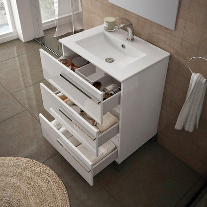 Eviva Olivia 20" x 34" White Freestanding Bathroom Vanity With White Porcelain Integrated Sink