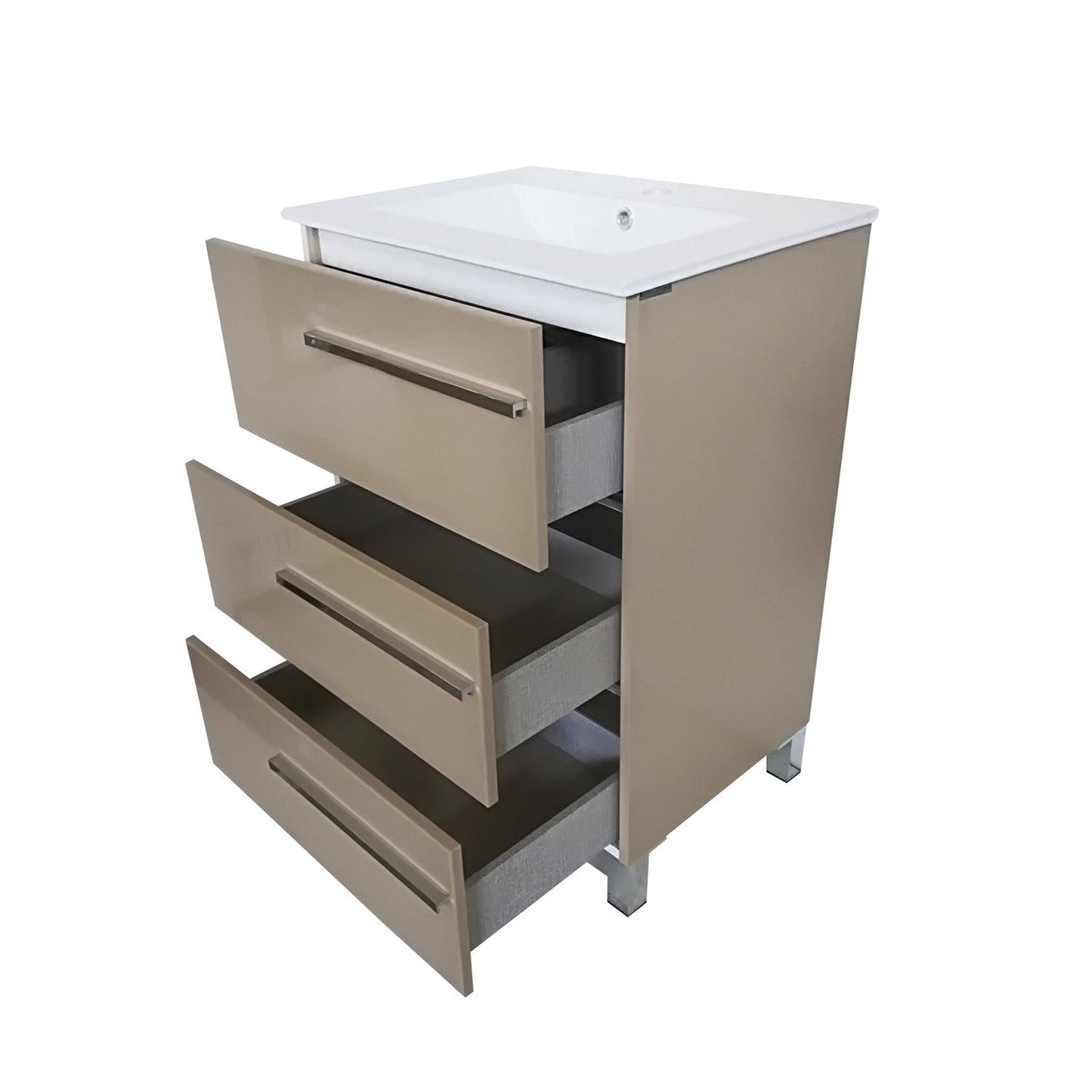 Eviva Olivia 24" x 34" Beige Freestanding Bathroom Vanity With White Porcelain Integrated Sink