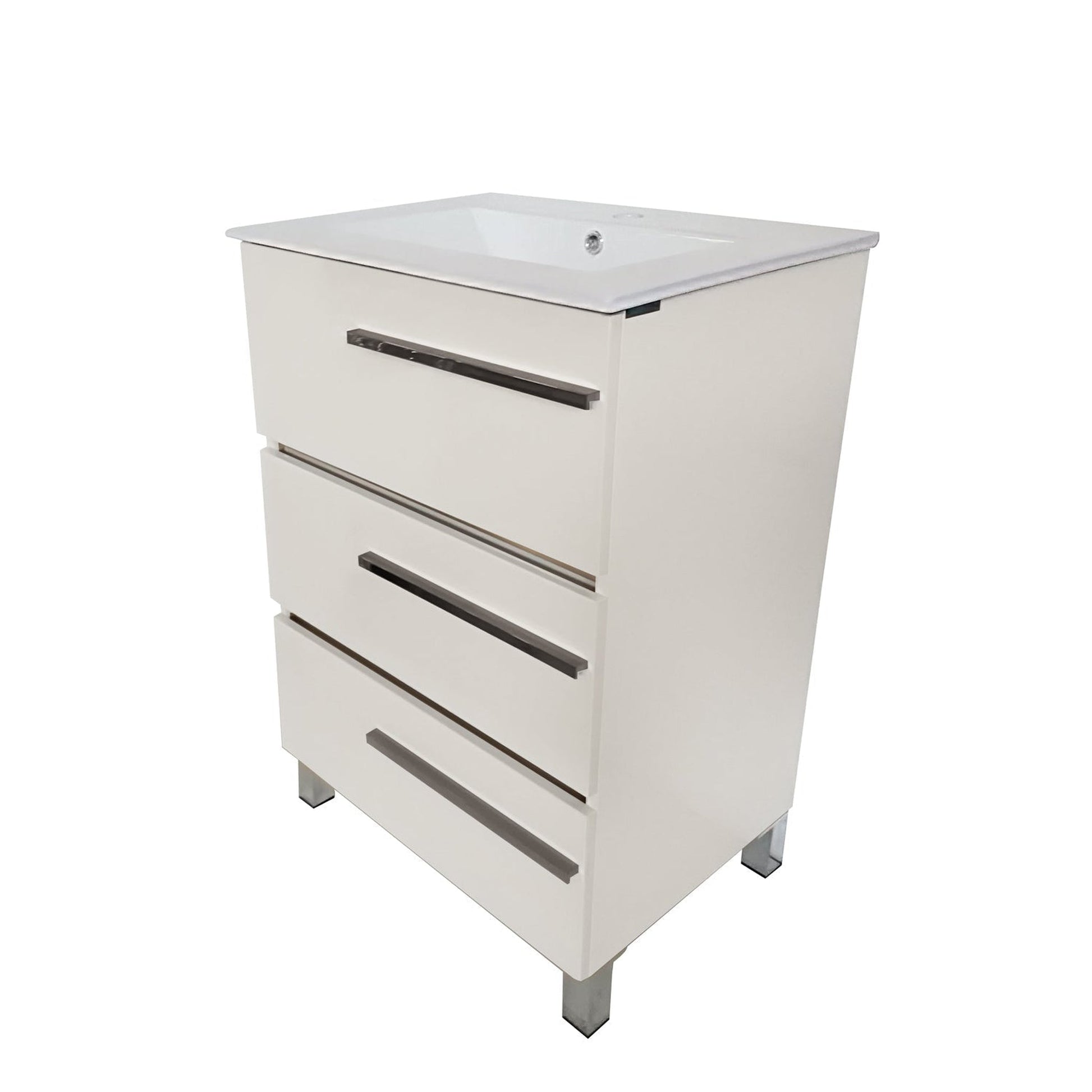 Eviva Olivia 24" x 34" White Freestanding Bathroom Vanity With White Porcelain Integrated Sink