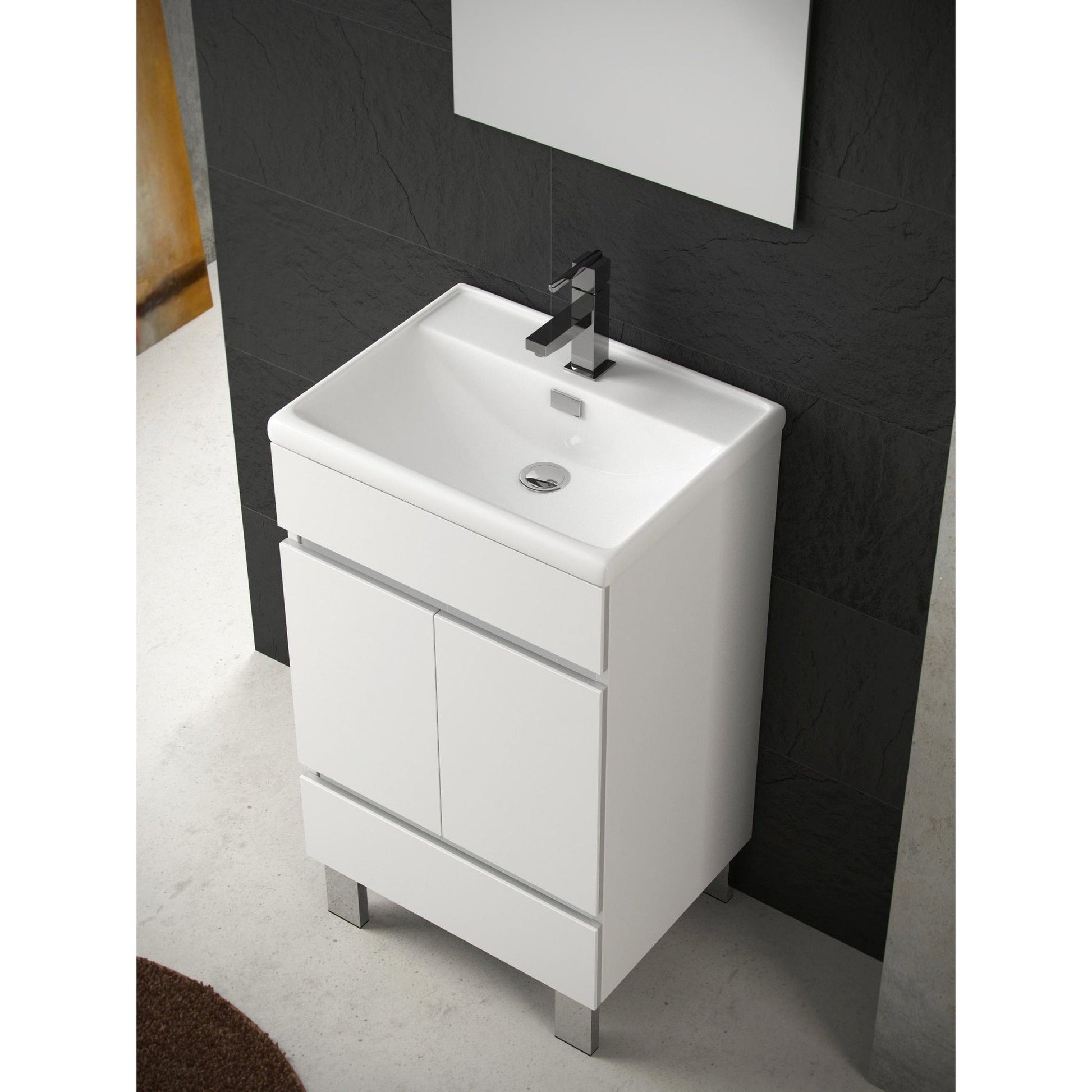 Eviva Piscis 24" x 34" White Freestanding Bathroom Vanity With White Porcelain Integrated Sink