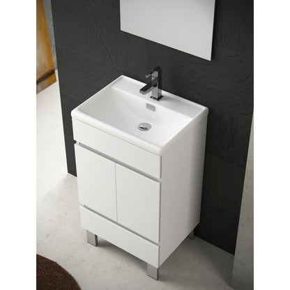 Eviva Piscis 24" x 34" White Freestanding Bathroom Vanity With White Porcelain Integrated Sink