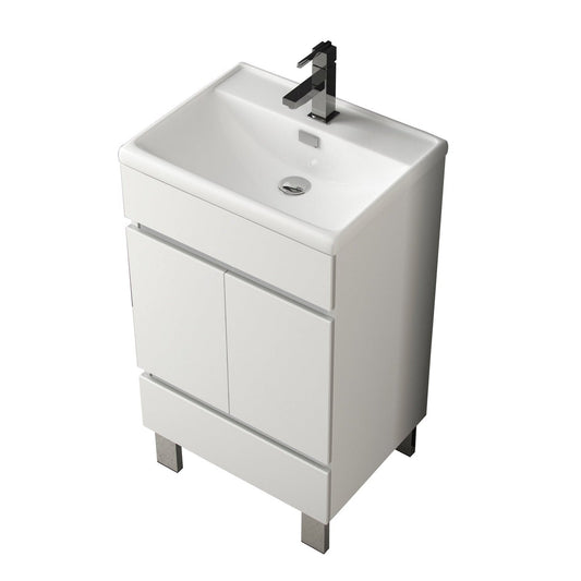 Eviva Piscis 24" x 34" White Freestanding Bathroom Vanity With White Porcelain Integrated Sink