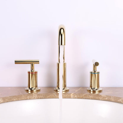 Eviva Purist Gold Coated Widespread Bathroom Sink Faucet