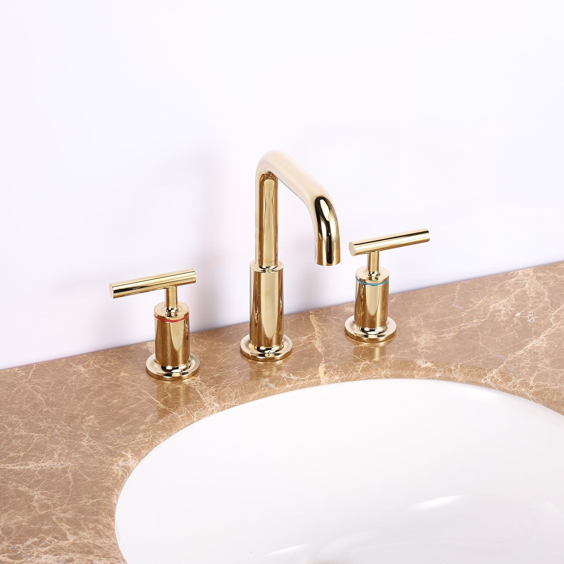 Eviva Purist Gold Coated Widespread Bathroom Sink Faucet