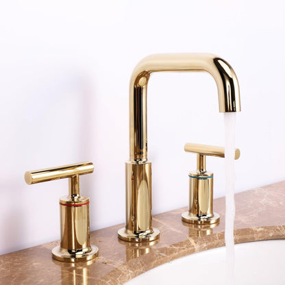 Eviva Purist Gold Coated Widespread Bathroom Sink Faucet