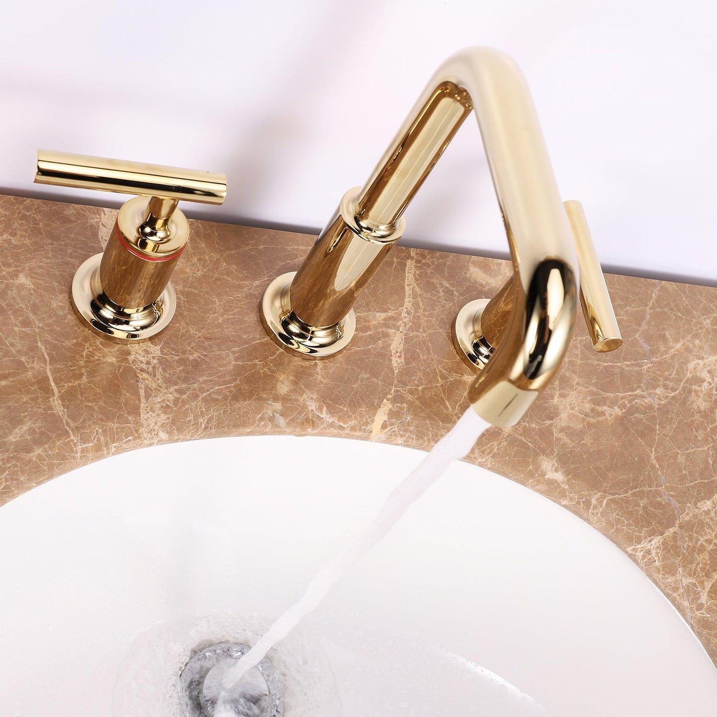 Eviva Purist Gold Coated Widespread Bathroom Sink Faucet