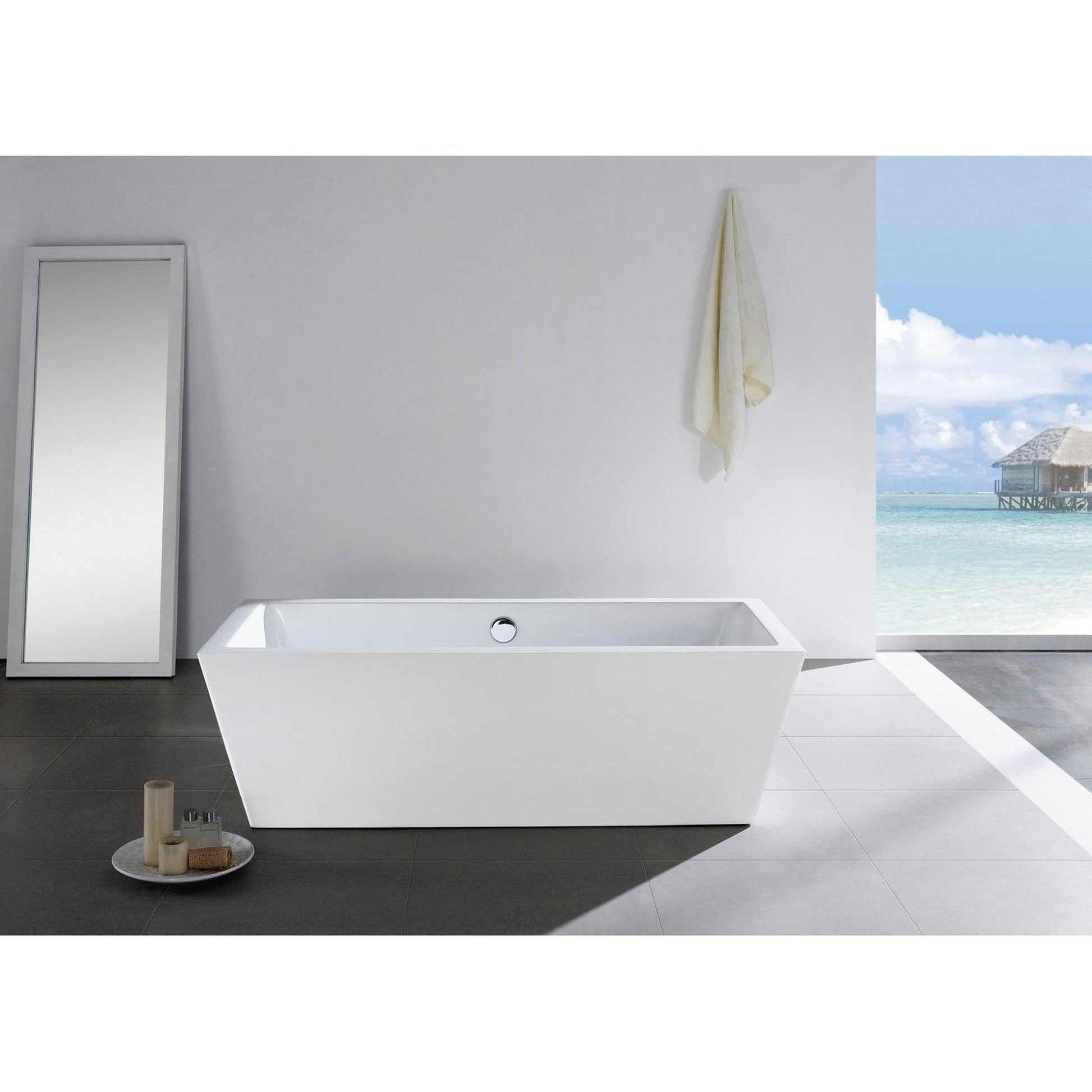 Eviva Rachel 60" x 31" Freestanding Rectangular Acrylic Bathtub With Drain and Overflow