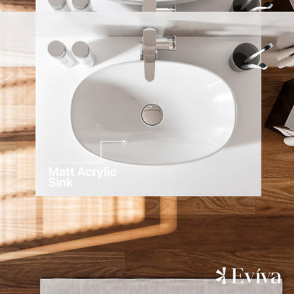 Eviva Santa Monica 30" x 16" Gray Oak Wall-Mounted Bathroom Vanity With White Porcelain Vessel Sink