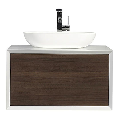 Eviva Santa Monica 30" x 16" Gray Oak Wall-Mounted Bathroom Vanity With White Porcelain Vessel Sink