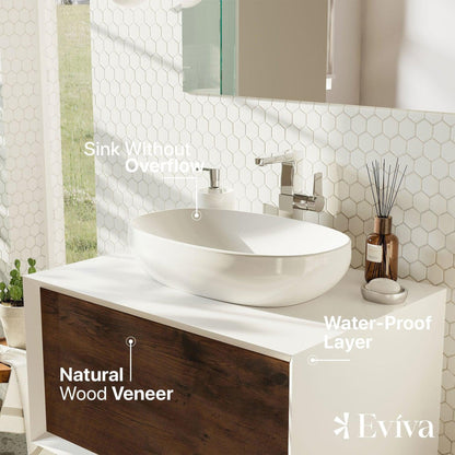 Eviva Santa Monica 30" x 16" Rosewood Wall-Mounted Bathroom Vanity With White Porcelain Vessel Sink