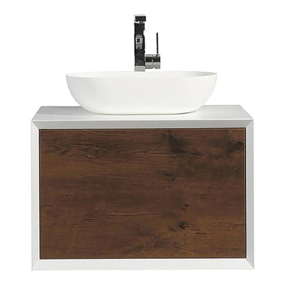 Eviva Santa Monica 30" x 16" Rosewood Wall-Mounted Bathroom Vanity With White Porcelain Vessel Sink