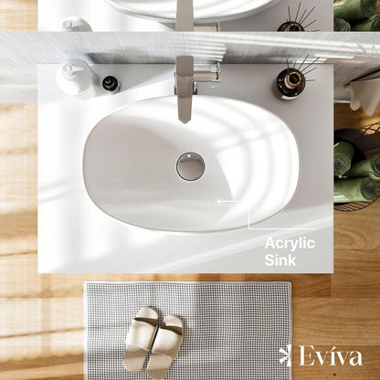 Eviva Santa Monica 30" x 16" White Oak Wall-Mounted Bathroom Vanity With White Porcelain Vessel Sink