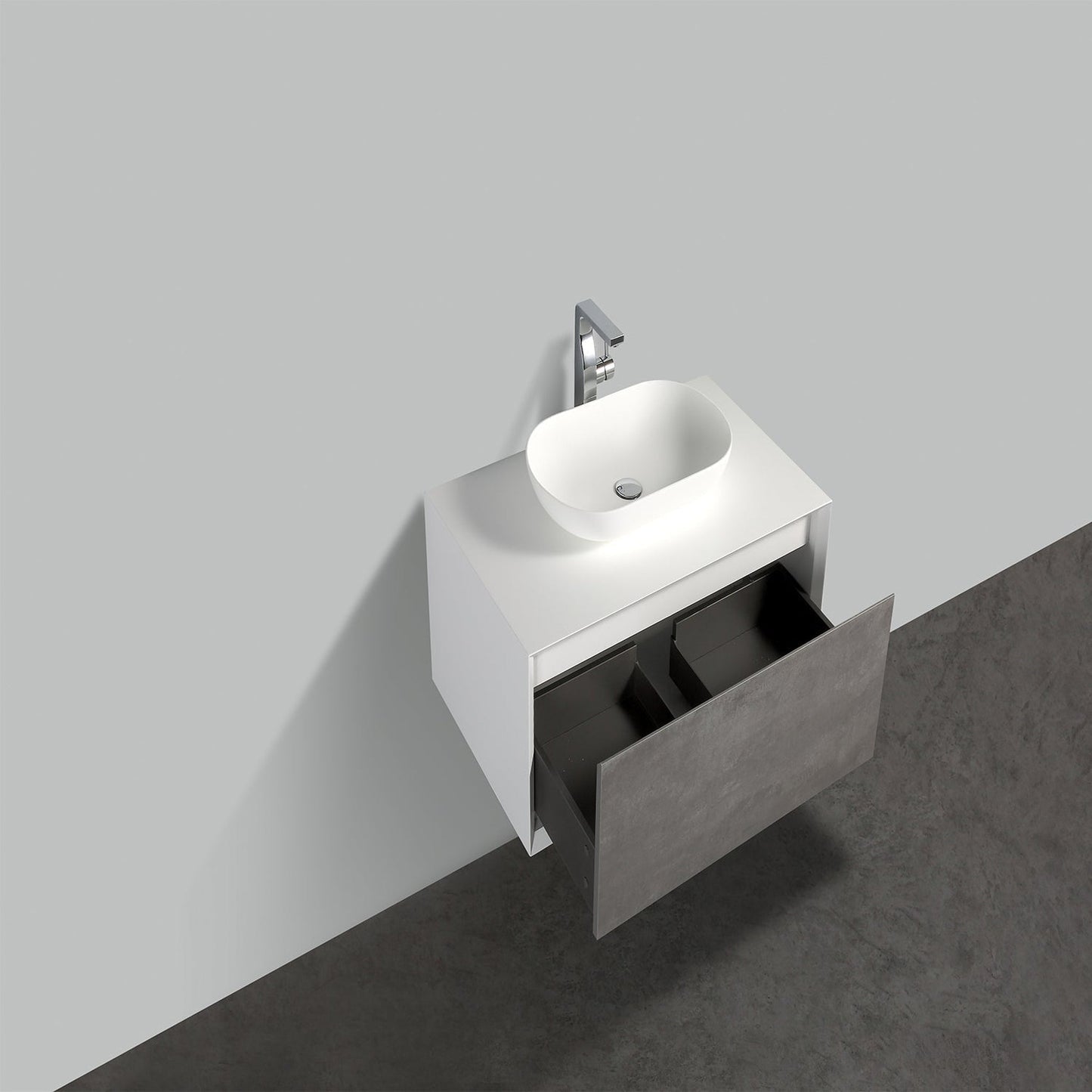 Eviva Santa Monica 36" x 16" Gray Wall-Mounted Bathroom Vanity With White Porcelain Vessel Sink