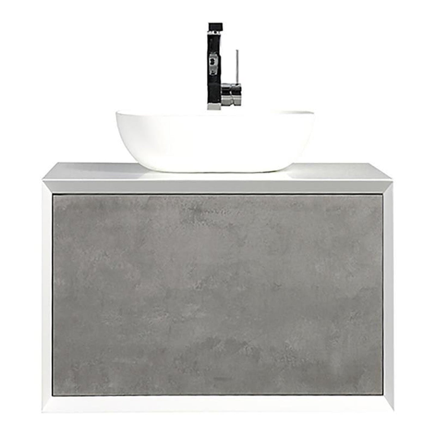 Eviva Santa Monica 36" x 16" Gray Wall-Mounted Bathroom Vanity With White Porcelain Vessel Sink