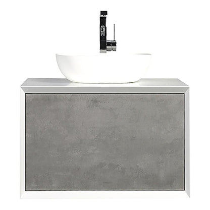 Eviva Santa Monica 36" x 16" Gray Wall-Mounted Bathroom Vanity With White Porcelain Vessel Sink