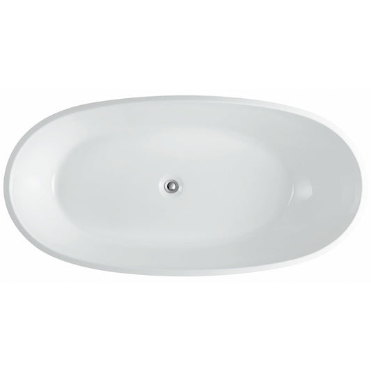 Eviva Sarah 67" x 34" White Freestanding Oval Shape Acrylic Soaking Bathtub