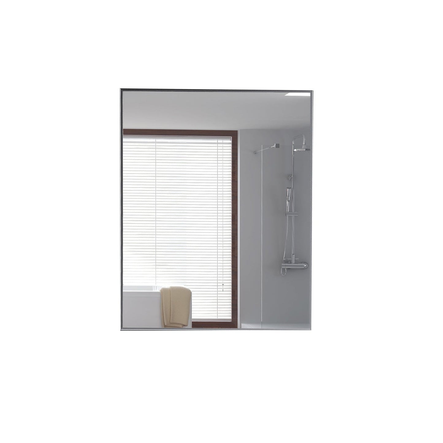 Eviva Sax 24" x 30" Brushed Metal Framed Bathroom Wall-Mounted Mirror