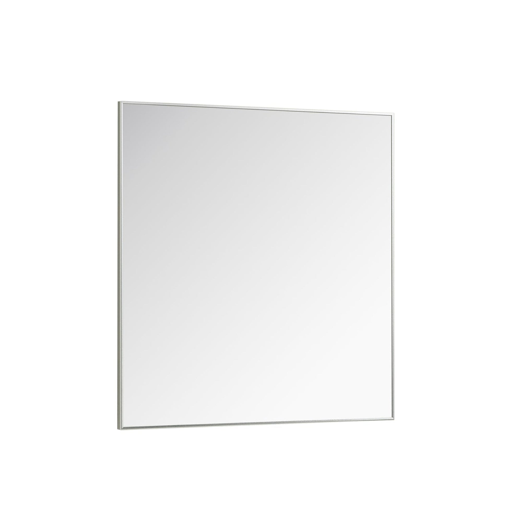 Eviva Sax 30" x 30" Brushed Chrome Metal Framed Bathroom Wall-Mounted Mirror