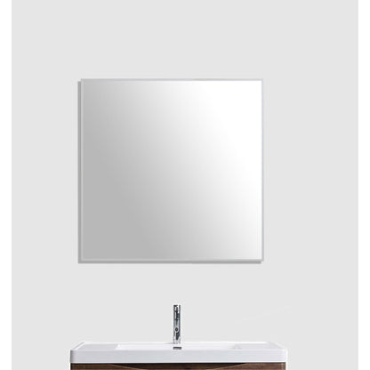 Eviva Sax 30" x 30" Brushed Metal Framed Bathroom Wall-Mounted Mirror
