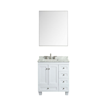 Eviva Sax 36" x 30" Brushed Chrome Metal Framed Bathroom Wall-Mounted Mirror