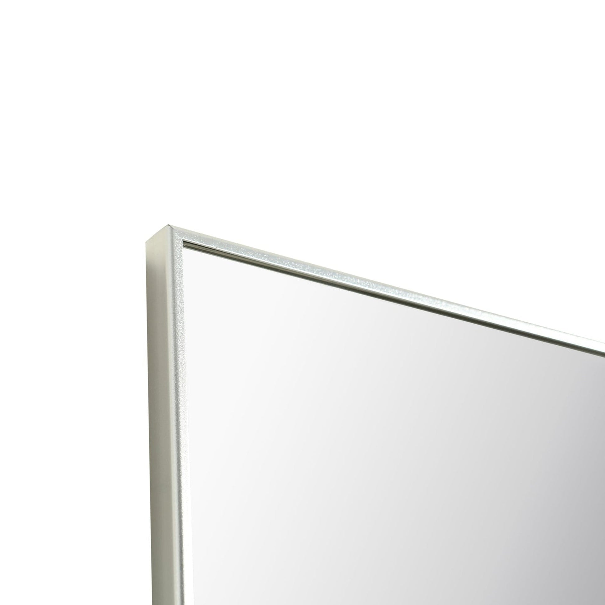 Eviva Sax 36" x 30" Brushed Chrome Metal Framed Bathroom Wall-Mounted Mirror