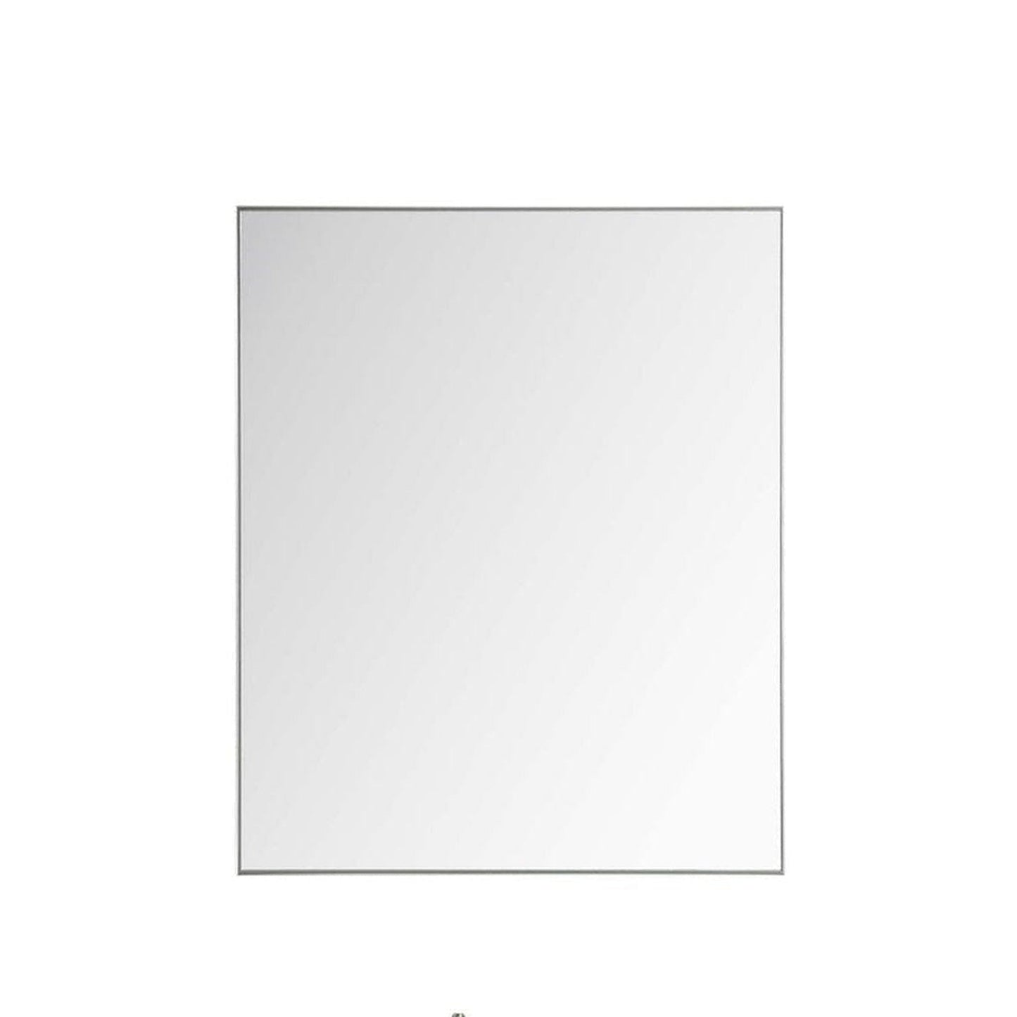 Eviva Sax 36" x 30" Brushed Chrome Metal Framed Bathroom Wall-Mounted Mirror