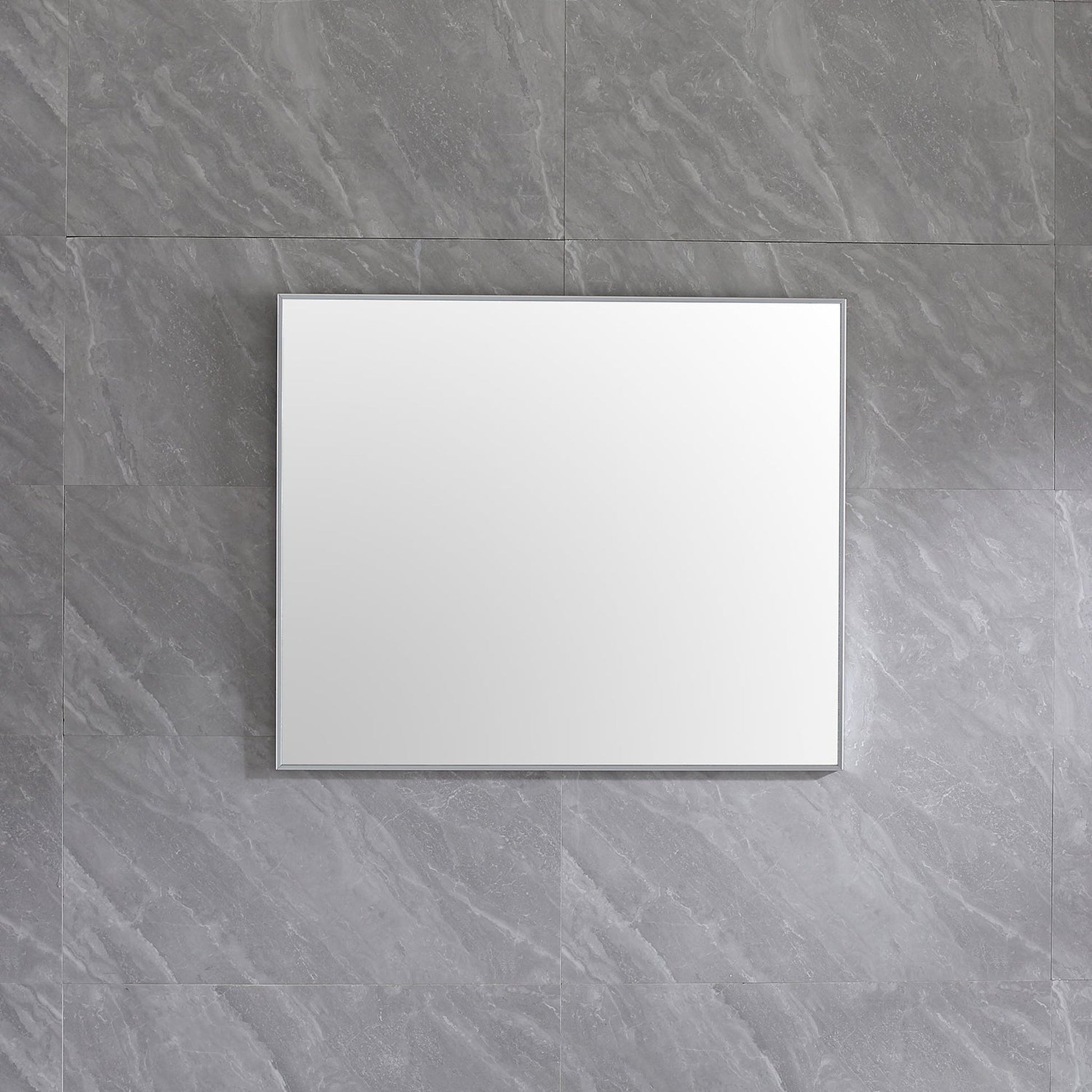 Eviva Sax 36" x 30" Brushed Metal Framed Bathroom Wall-Mounted Mirror