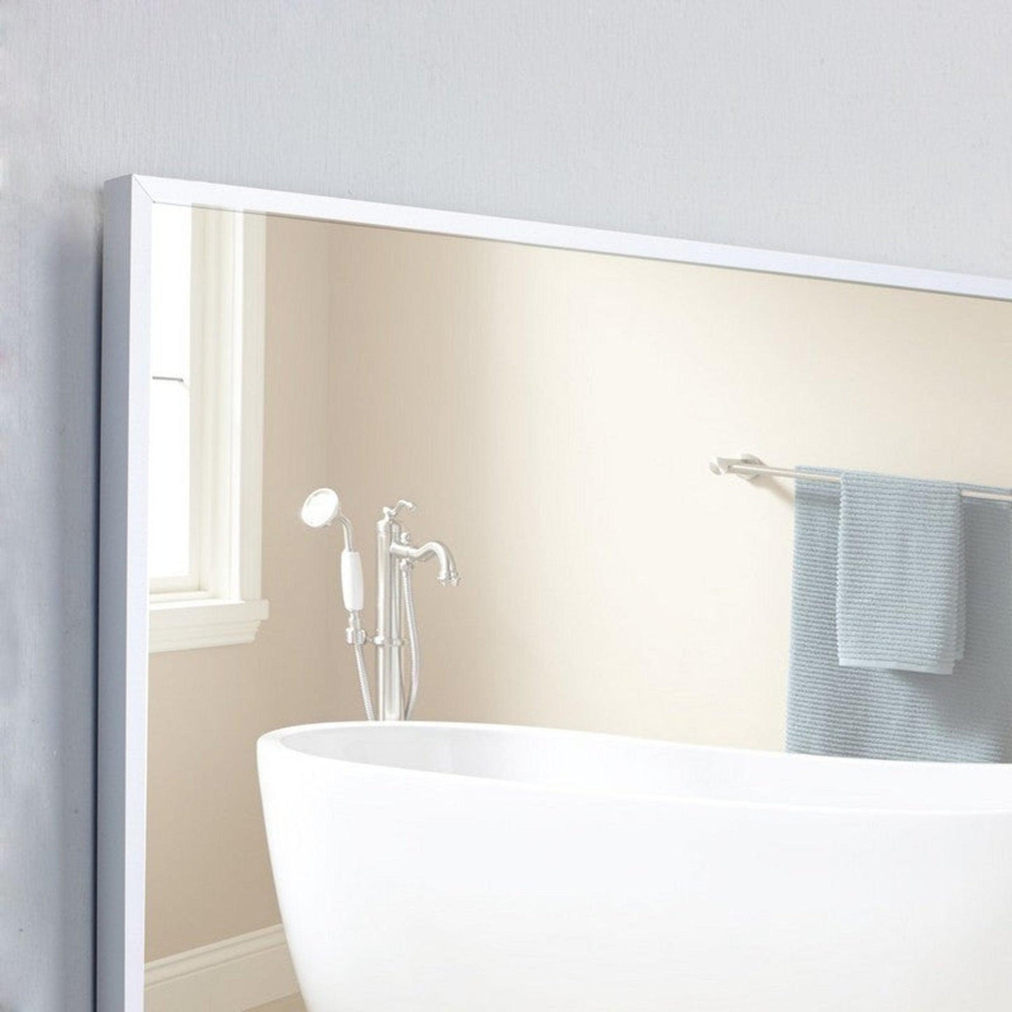 Eviva Sax 47" x 20" Brushed Metal Framed Bathroom Wall-Mounted Mirror