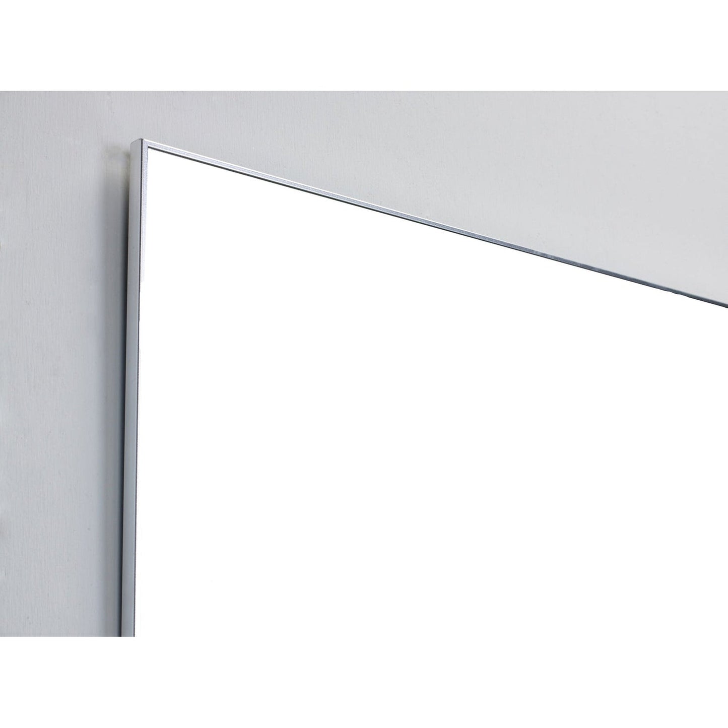 Eviva Sax 48" x 30" Brushed Chrome Metal Framed Bathroom Wall-Mounted Mirror