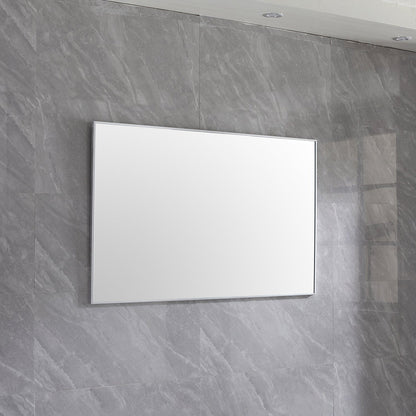 Eviva Sax 48" x 30" Brushed Metal Framed Bathroom Wall-Mounted Mirror