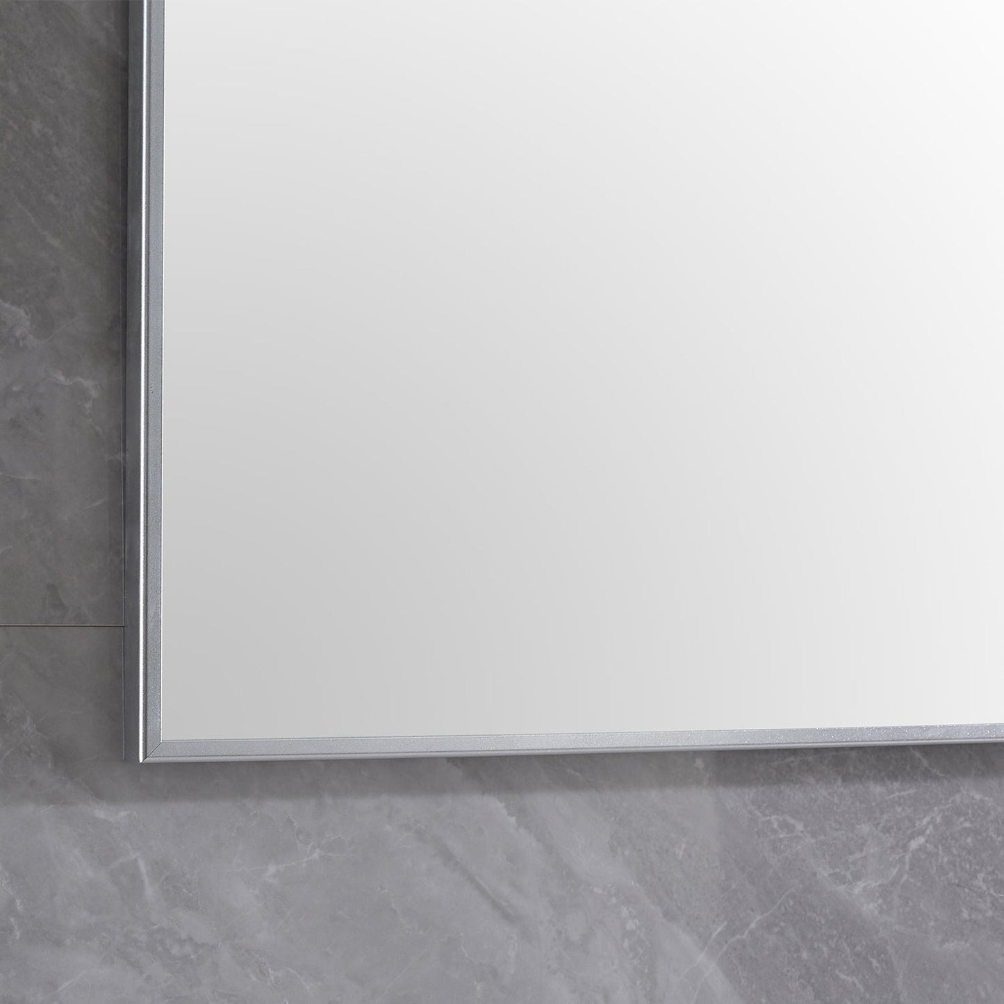 Eviva Sax 48" x 30" Brushed Metal Framed Bathroom Wall-Mounted Mirror