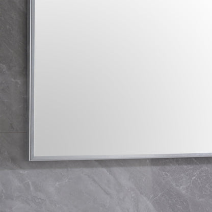 Eviva Sax 48" x 30" Brushed Metal Framed Bathroom Wall-Mounted Mirror