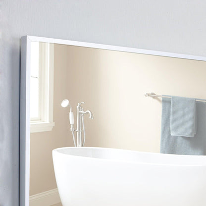 Eviva Sax 57" x 20" Brushed Metal Framed Bathroom Wall-Mounted Mirror