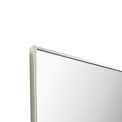 Eviva Sax 60" x 30" Brushed Chrome Metal Framed Bathroom Wall-Mounted Mirror