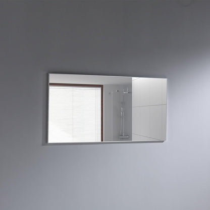 Eviva Sax 60" x 30" Brushed Metal Framed Bathroom Wall-Mounted Mirror