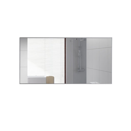 Eviva Sax 60" x 30" Brushed Metal Framed Bathroom Wall-Mounted Mirror