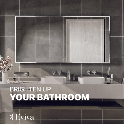 Eviva Sax 60" x 30" Polished Chrome Framed Bathroom Wall-Mounted Mirror