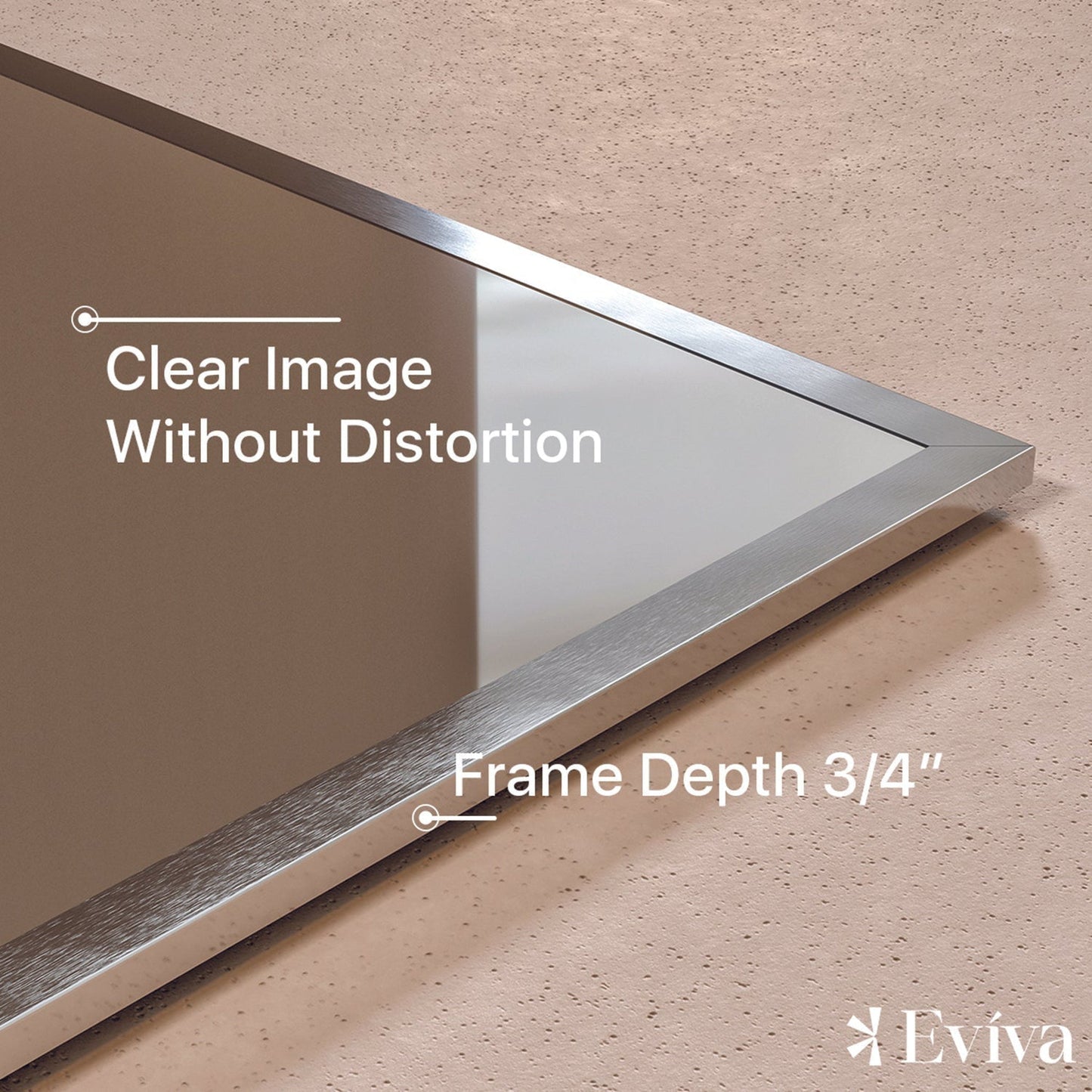Eviva Sax 60" x 30" Polished Chrome Framed Bathroom Wall-Mounted Mirror