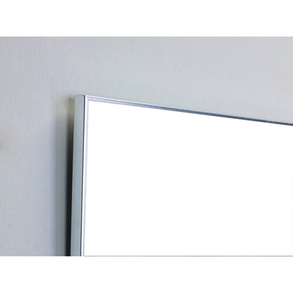 Eviva Sax 72" x 30" Brushed Chrome Metal Framed Bathroom Wall-Mounted Mirror