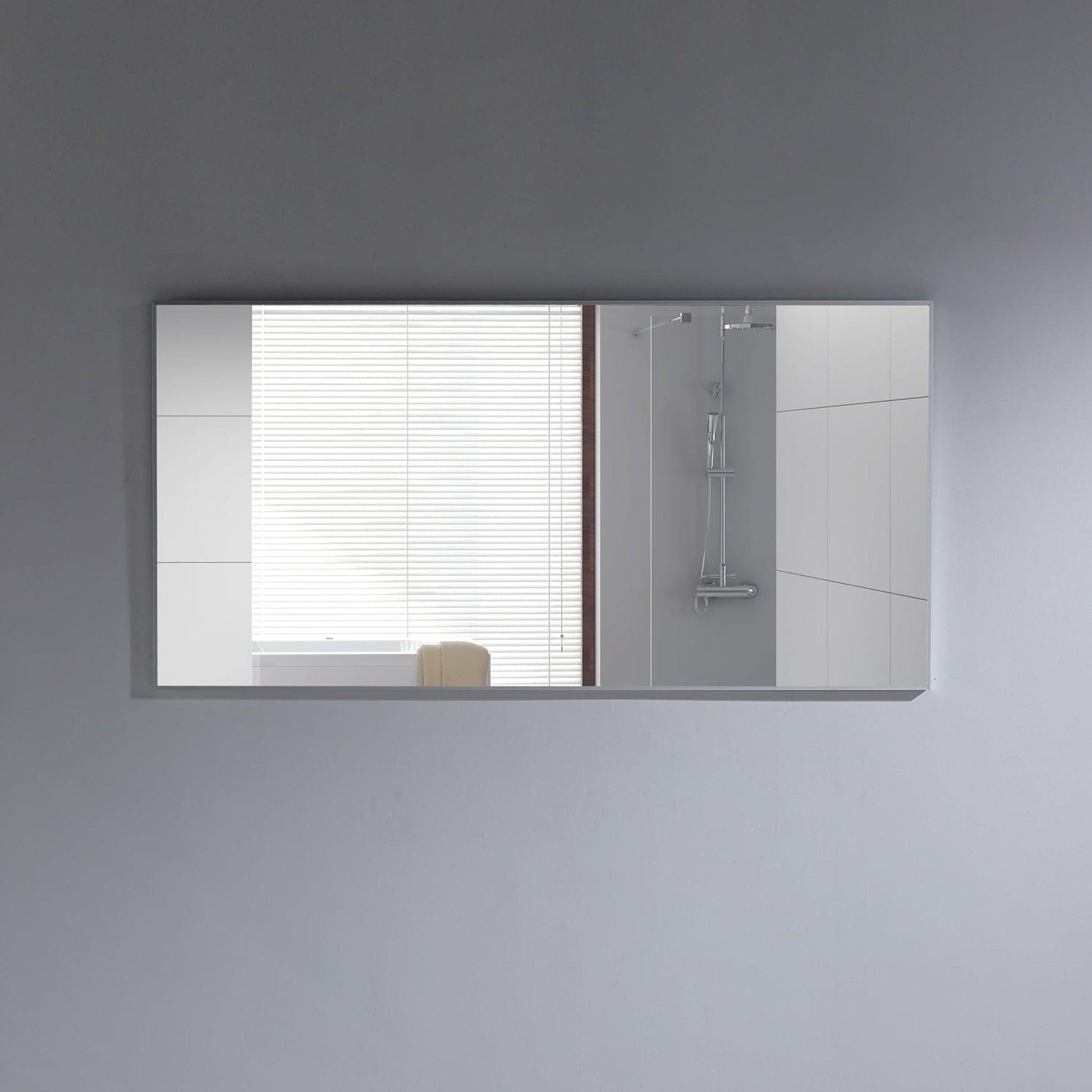 Eviva Sax 72" x 30" Polished Chrome Framed Bathroom Wall-Mounted Mirror