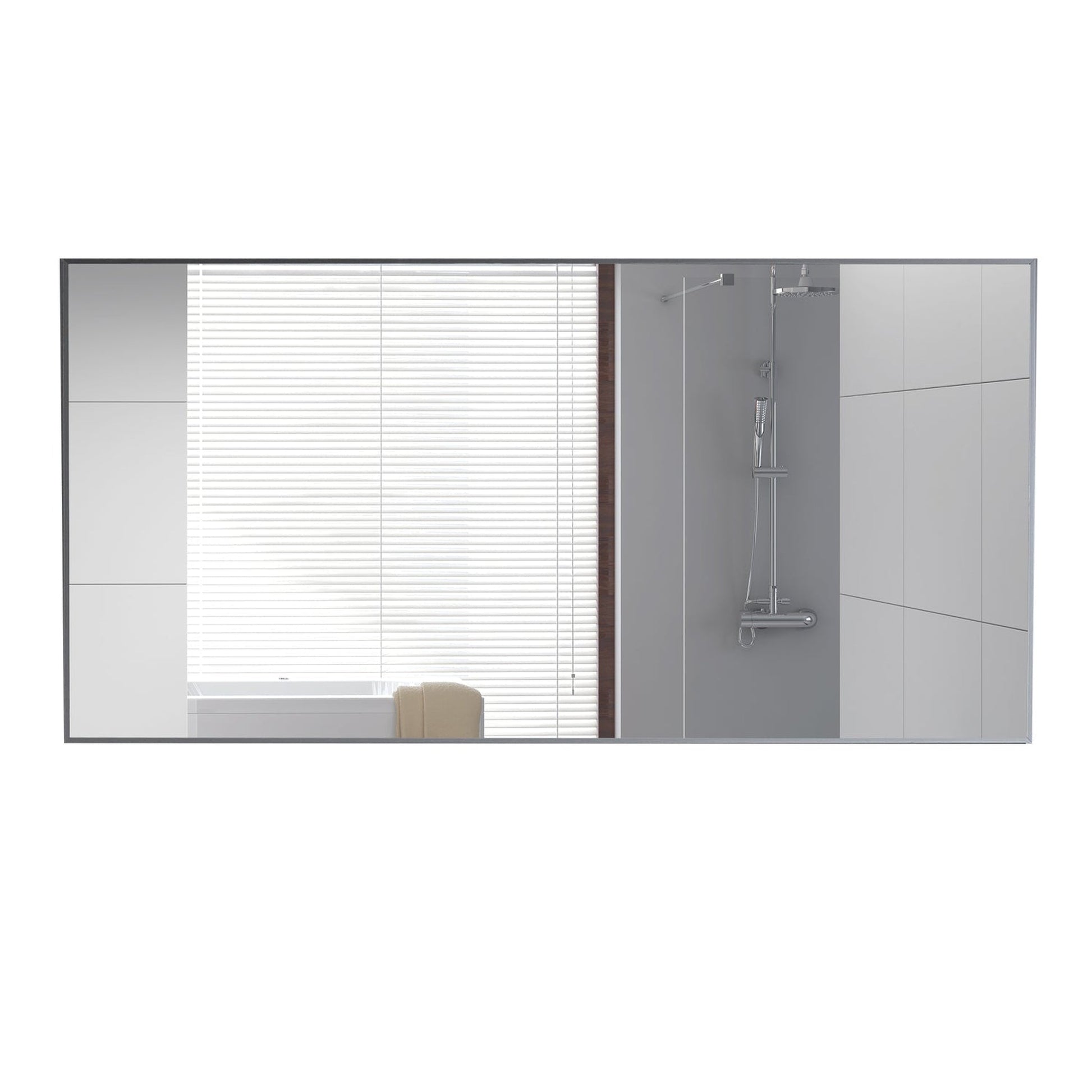 Eviva Sax 72" x 30" Polished Chrome Framed Bathroom Wall-Mounted Mirror