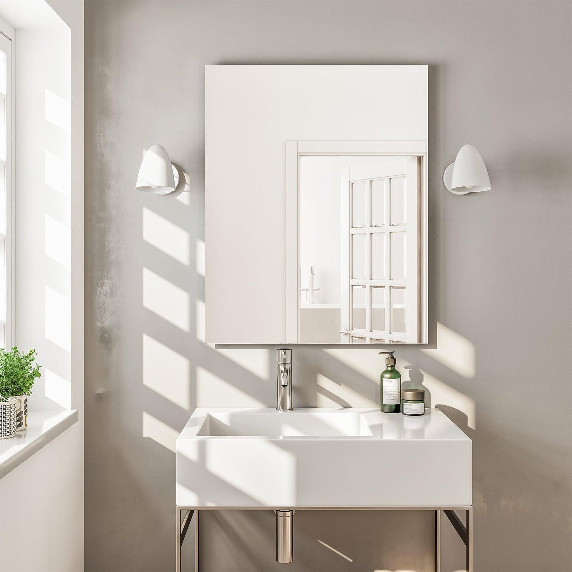 Eviva Sleek 24" x 30" Frameless Bathroom Wall-Mounted Mirror
