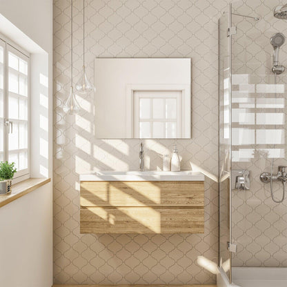 Eviva Sleek 30" x 30" Frameless Bathroom Wall-Mounted Mirror