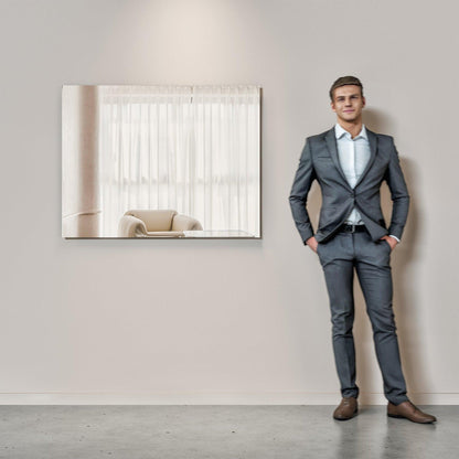 Eviva Sleek 39" x 30" Frameless Bathroom Wall-Mounted Mirror
