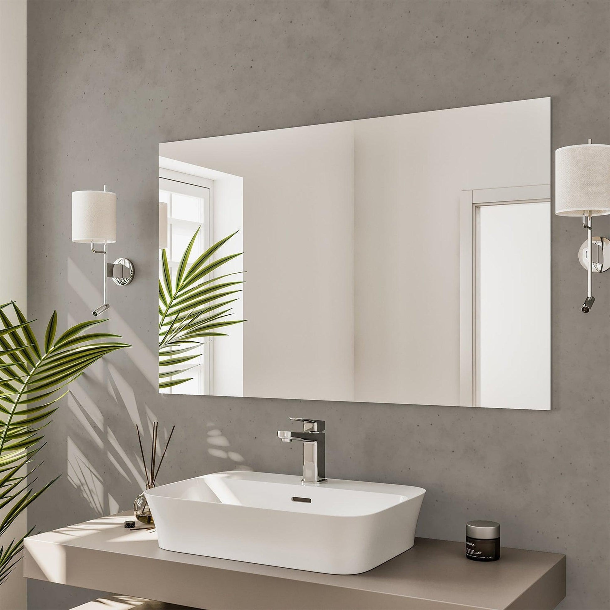 Eviva Sleek 39" x 30" Frameless Bathroom Wall-Mounted Mirror