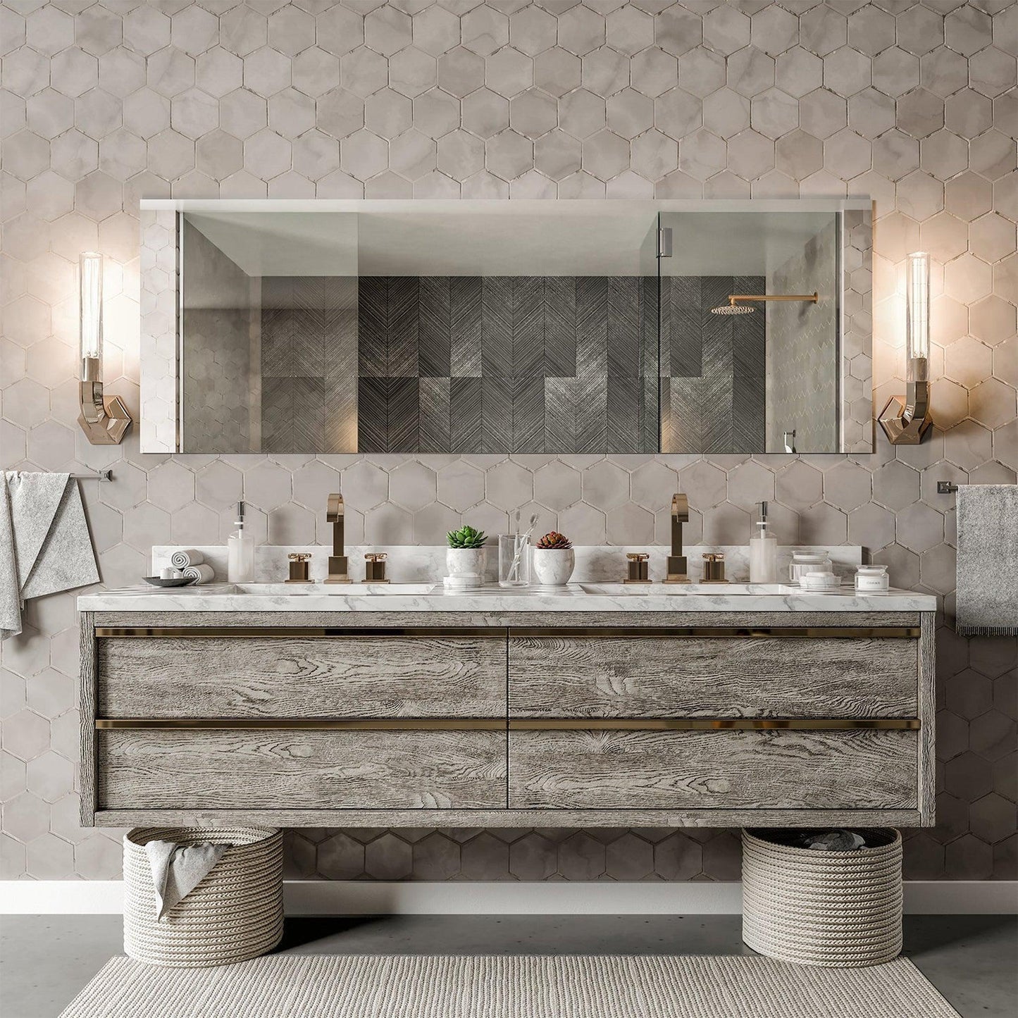 Eviva Sleek 72" x 30" Frameless Bathroom Wall-Mounted Mirror