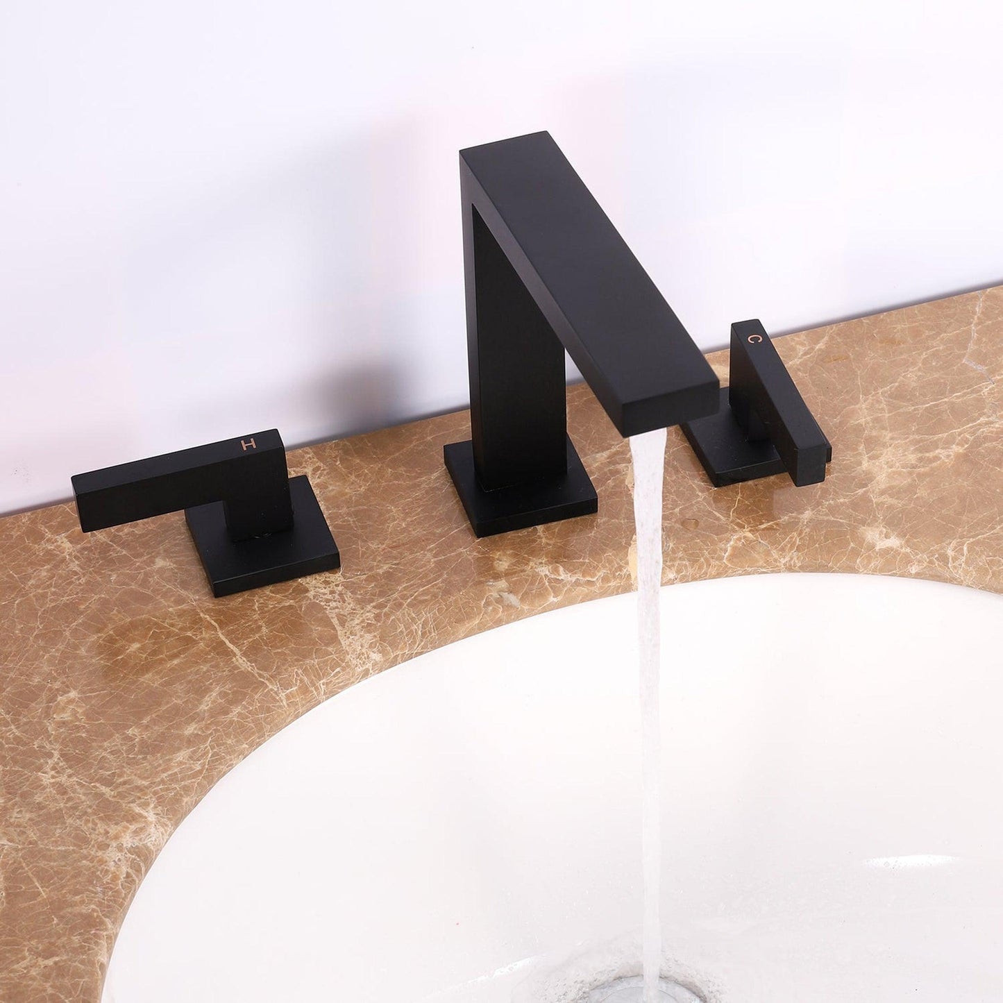 Eviva Sleek Black Widespread Bathroom Sink Faucet