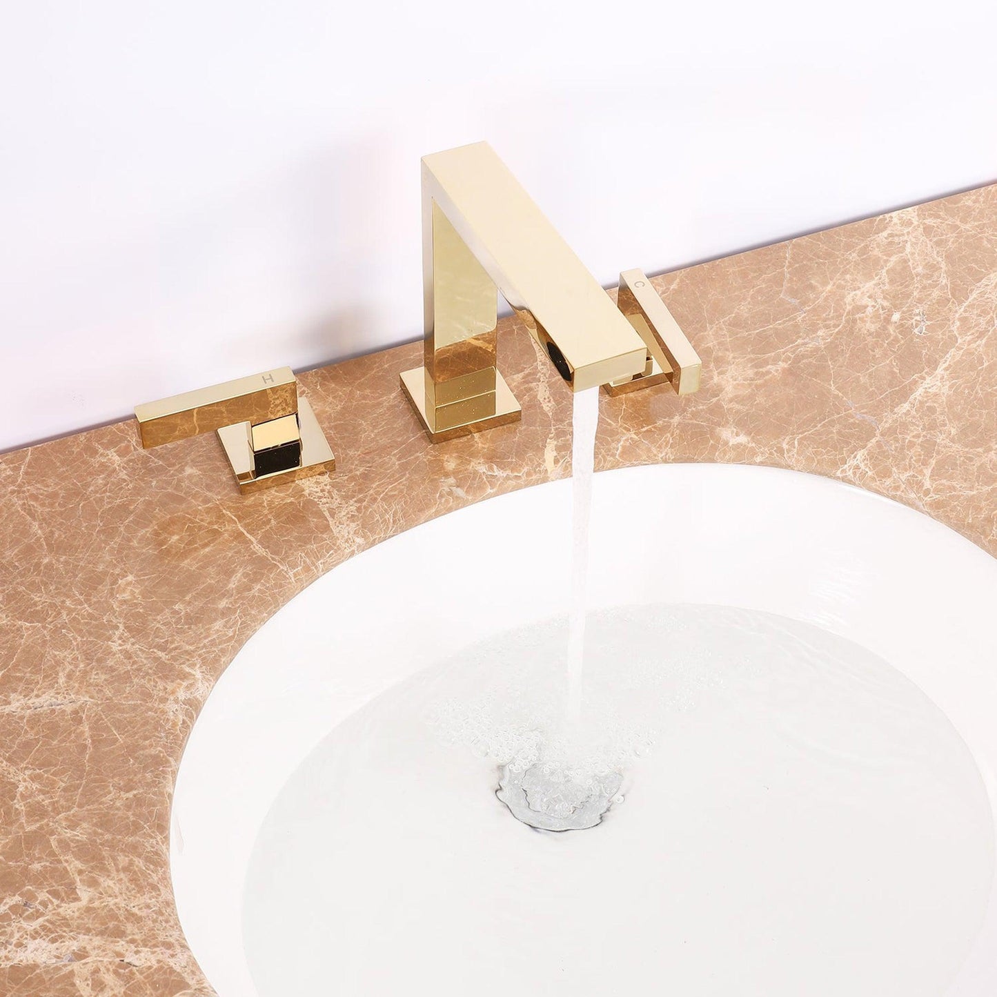 Eviva Sleek Gold Coated Widespread Bathroom Sink Faucet