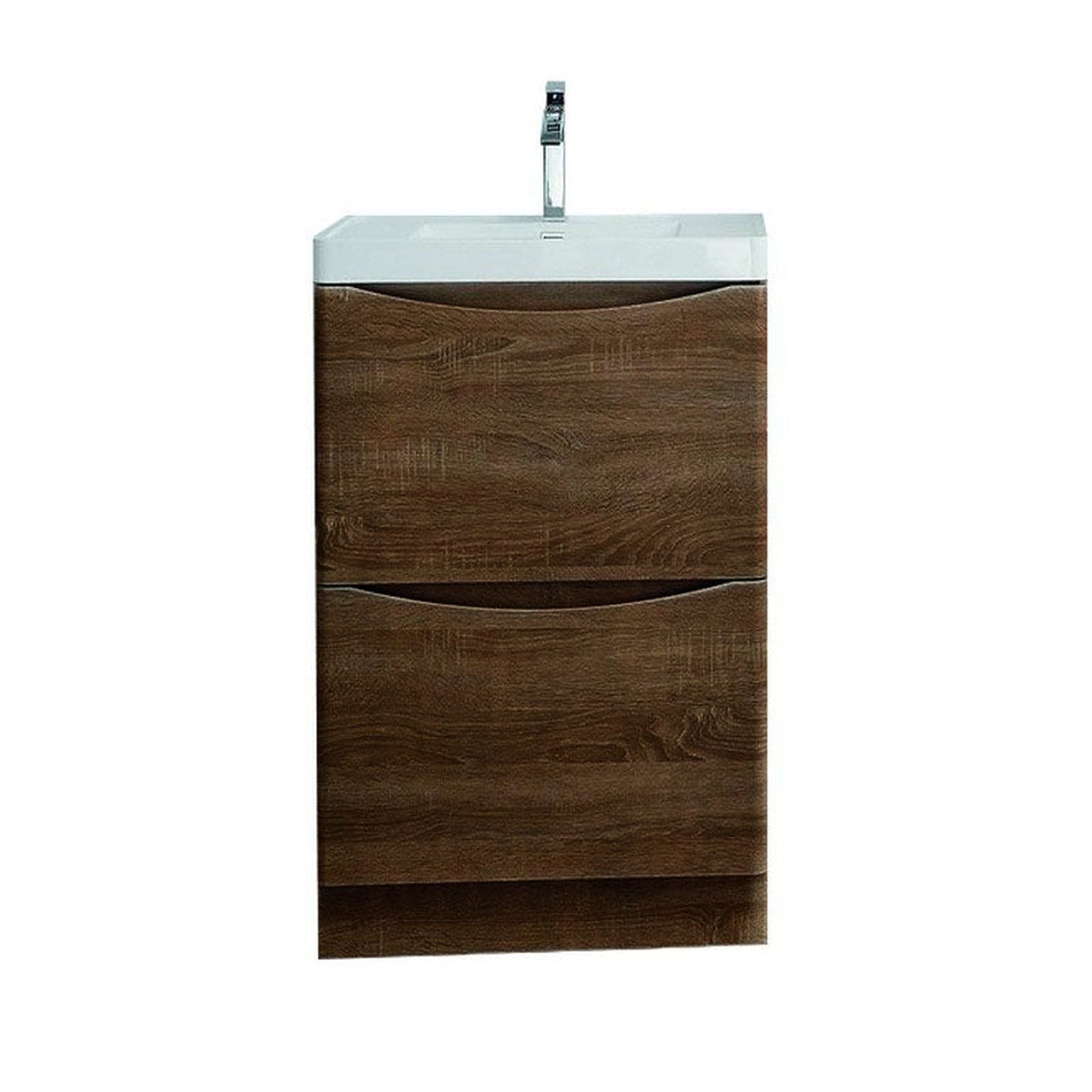 Eviva Smile 24" x 20" Rosewood Freestanding Bathroom Vanity With White Single Integrated Sink