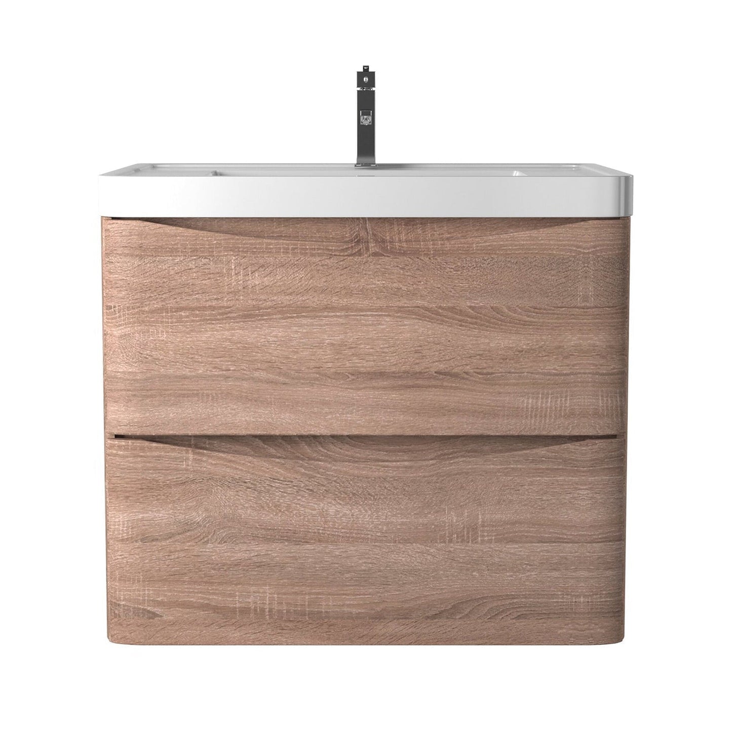 Eviva Smile 24" x 24" White Oak Wall-Mounted Bathroom Vanity With White Single Integrated Sink